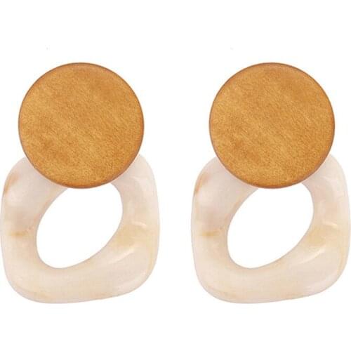 Earings Fashion Jewelry 2021 Korean Fashion Woodiness Ear Studs Personalized Short Wooden Cool Stuff Ear Clip Acrylic Earrings