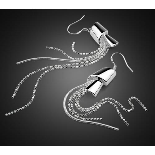 Bohemian Tassel Long Drop Earrings for Women Vintage 100%925 sterling Silver Earrings 2020 Fashion Woman Jewelry