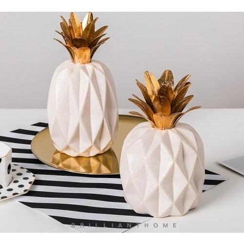 Nordic Ceramic Pineapple Crafts Creative Fruit Miniature Figurines Fairy Garden Ornaments Feng Shui Home Decoration Accessories