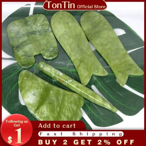 5pcs Scraping Massage Facial Skin Care Jade Back Body Massage & Relax Face leg Slimming thin Scraper V line