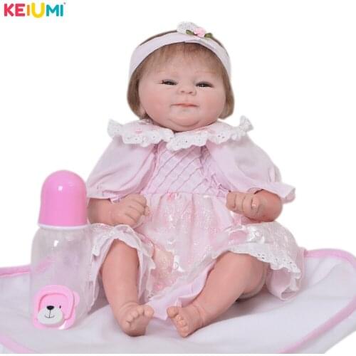 Special 17 Inch 42 cm Realistic Baby Reborn Baby Doll Smiling Soft Silicone Reborn Little Babies Toy For Kid Birthday Gifts