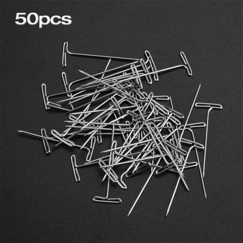 50Pcs Stainless Steel T-Pin for Fixing Wig Hair Weft Hair Extension