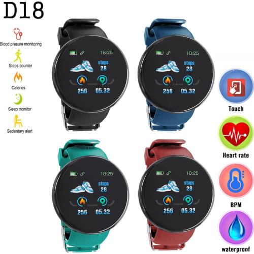 D18 Bluetooth Smart Watch Men Women Heart Rate Blood Pressure Smartwatch Sport Tracker Pedometer Smart Watches For Android IOS