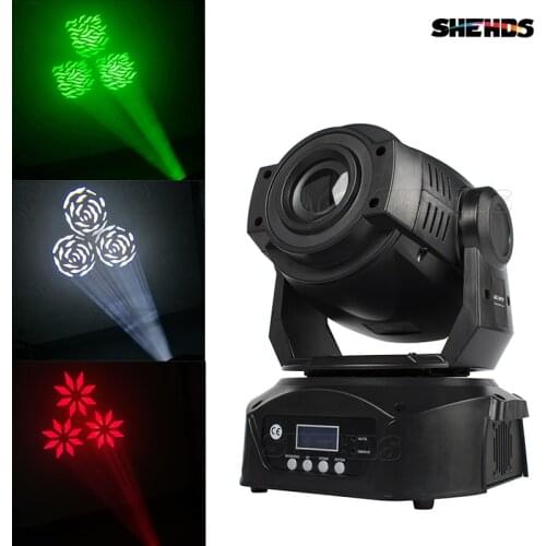 SHEHDS DMX 90W LED Rotating GOBO LED Moving Head Spot Light 3 /6Facet Prism For Theater DJ Disco Wedding Decoration Effect Light