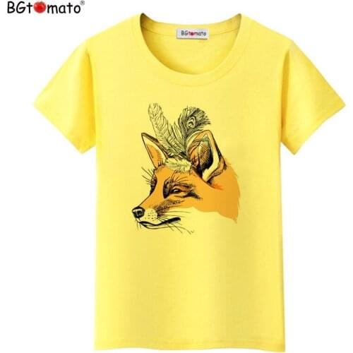 BGtomato art fox women t-shirts Beautiful design short sleeve casual shirts Good quality brand tops cool tees cheap sale