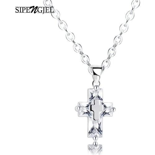 Tiny Trendy Cubic Zirconia Cross Pendat Top Quality Clear Crystal Gold Necklace For Women Jewelry X-l0119