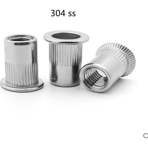 100-500Pcs wholesale M3 M4 M5 M6 M8 304 Stainless Steel Rivnut Flat Head Riveted Nuts Insert Nutsert Cap Rivet Nut