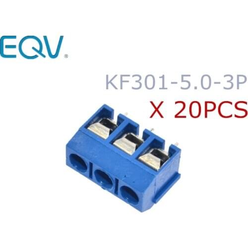20PCS/LOT KF301-3P KF301-5.0-3P KF301 Screw 3Pin 5.0mm Straight Pin PCB Screw Block Black