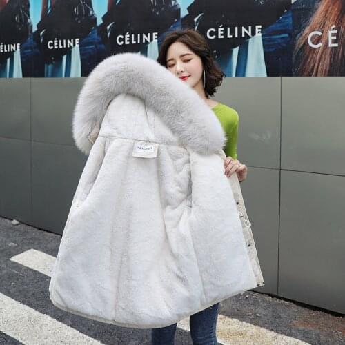 2021 Winter Fur Lining Cotton Outwear Female Thicken Warm Winter Jacket Women Coat Casual Parkas Winter Hooded Parka Mujer Coats