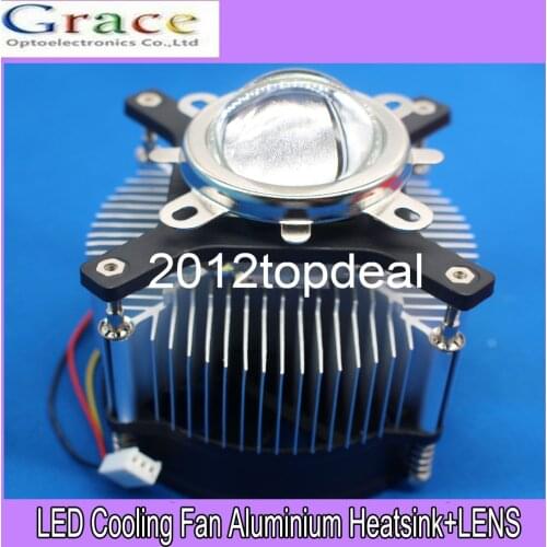 50w 100w high power led heatsink DC 12V 1.2A led fan +44mm lens kit