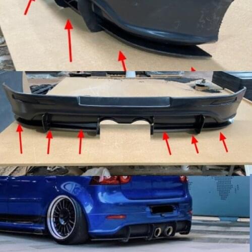For Volkswagen Golf MK5 R32 Car Rear Bumper Diffuser Spoiler Lip Piano Black Rear Bumper Protector Rear Side Splitters Lip 6pcs