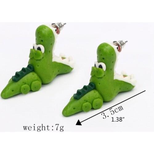 634D Cute Biting Earrings 3D Piranha Biting Earrings Cute Cartoon Animal Earrings Soft Pottery Earrings Simple Earrings