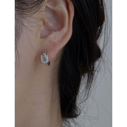 925 Sterling Silver Earring Fashion Zircon Horseshoe Ear Ring Croissant Cross shells Earing OL Temperament Woman Girl Ear Jewelr