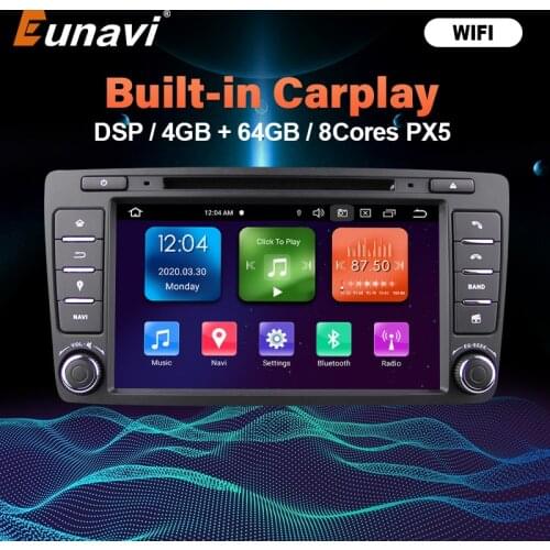 Eunavi DSP 4G Android 10 Car Radio DVD Multimedia Player For Skoda Octavia A7 2009-2015 Autoradio Audio 2Din Stereo GPS Headunit