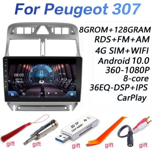 4GRAM+64GROM For Peugeot 307 307CC 307SW 2004-2013 DSP 2 din Android 9.0 4G NET Car Radio Multimedia Video Player WiFi carplay