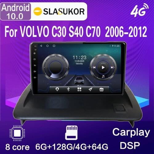 6G+128GB Android 10 Car Multimedia Player For VOLVO C30 S40 C70 2006-2012 GPS Navi Radio Navi Stereo IPS Touch Screen Head Unit