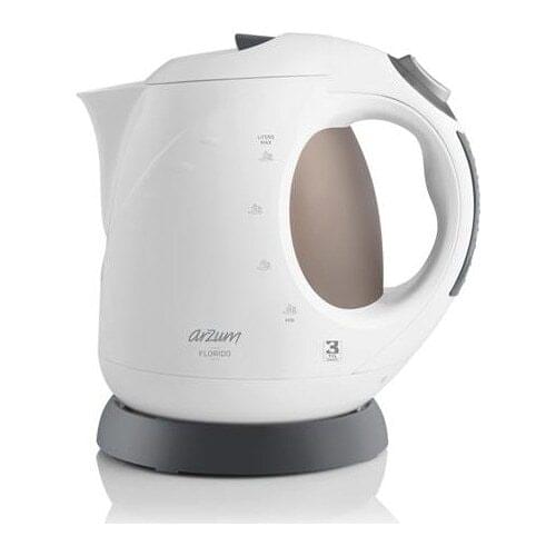 Arzum Florido Hidden Resistance Kettle White,Safety System Water Heater,Stainless Steel Resistance,Automatic Shut-Off Kettle