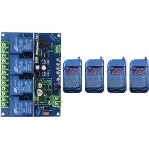 DC 12V 24V 36V 48V 4CH 30A RF Wireless Remote Control Relay Switch Security System Garage Doors Gate Electric Doors shutters