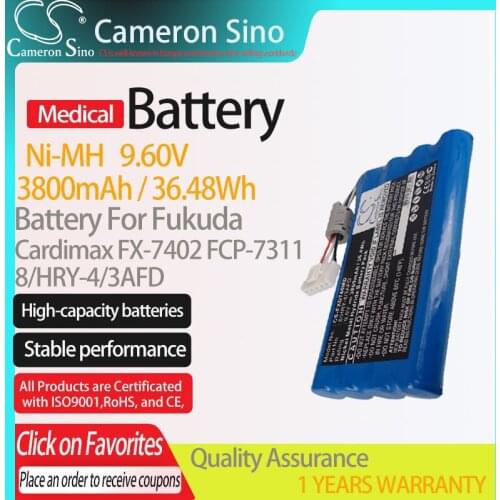 CameronSino Battery for Fukuda Cardimax FX-7402 FCP-7311 fits Fukuda 8/HRY-4/3AFD Medical Replacement battery 3800mAh/36.48Wh