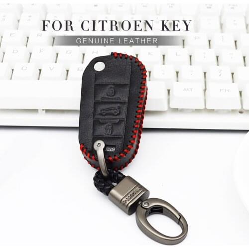Real Leather Car Key Case Cover For Citroen C1 C5 C3 C4 Xsara Picasso Berlingo Ds3 2017 2018 Key Ring Shell Auto Accessories