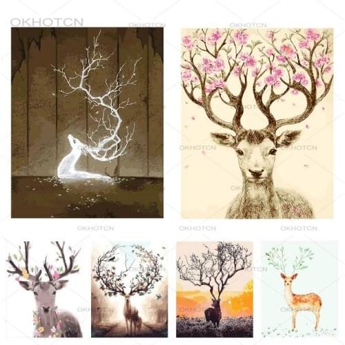 DIY Diamond Mosaic Deer Poster Abstract Animals Diamond Painting Embroidery Cross Stitch Kits Diamond Art Picture For Room Gift