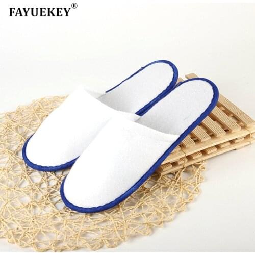 FAYUEKEY Wholesale 20 pairs Hotel Club Portable Disposable Close Toe Travel Slippers Home Guest Non-woven Fabric Slippers Shoes
