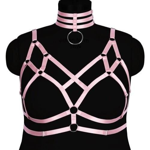 Elastic Collar Bondage Hollow Bra Plus Size Women Harness Fashion Tops Accessories Fashion Pastel Goth Waist Size Suspender Belt
