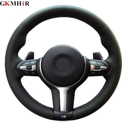 GKMHiR Artificial Leather Black DIY Car Steering Wheel Cover for BMW M3 M4 2014 - 2016 F31 428i 2015 F30 320d 328i 330i 2016