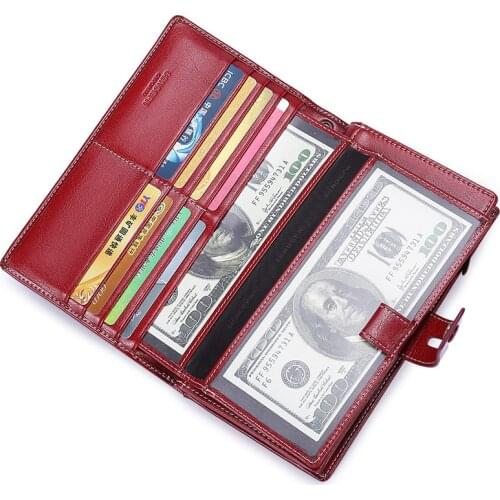 Fashion Wallet Leather Female Long Womens Wallets Purses High Quality Genuine Leather Ladies Purses Coin Pocket Card Holder