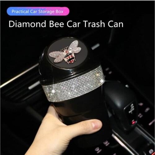 Creative Diamond Bee Multifunctional Storage Box Water Cup Car Trash Can Storage Bucket