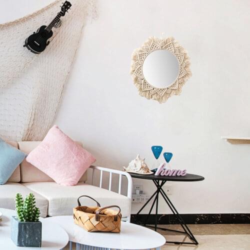 Round Wall Mirror With Fringe Boh Home Decor Home Decor Lightweight Practical For Apartment Living Room Bedroom Baby elegance
