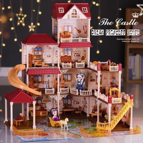 Hot New Big Size Girls Princess Villa Toy Handmade Doll House Castle Diy House Toy Dollhouse Birthday Gifts Educational Toys