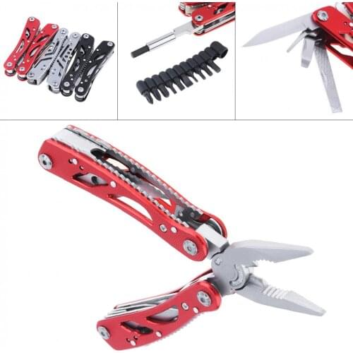 Mini Built-in Spring Combination Folding Pliers with Screwdriver Set and Hand Polished Surface Treatment for Camping Outdoors