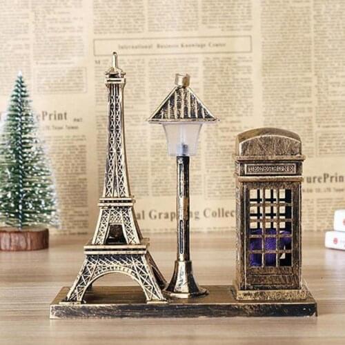 Vintage Eiffel Tower Street Lamp Night Light Art Craft Desktop Decoration Nightlight Handicraft
