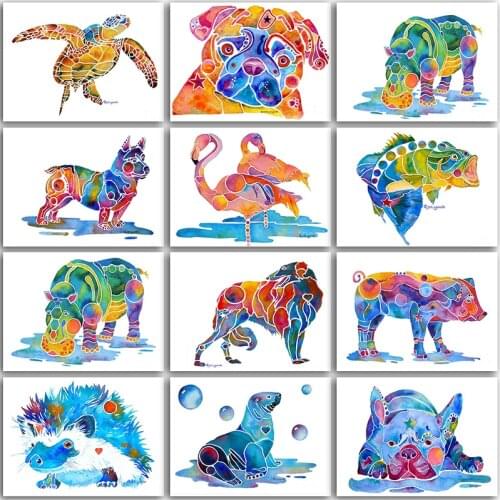 Diamond Painting Kit Paint Cartoon Animals Dog Bulldog Pig Flamingo Hedgehog Sea turtle embroidery mosaic Cross stitch Sale Art