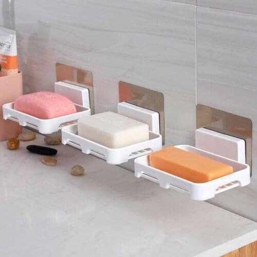 Wall-mounted Suction Cup Soap Dish Box Free Punch Drain Rack Handmade Soap Holder Case Minimalist Modern Soap Tray Sink F19B