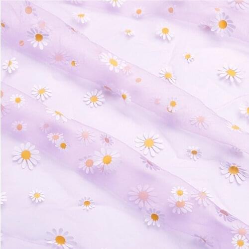 100*160cm Daisy Printed Nylon Cloth Mesh Fabric For Sewing Dress Photo Background Cloth For DIY Colorful Background Decoration