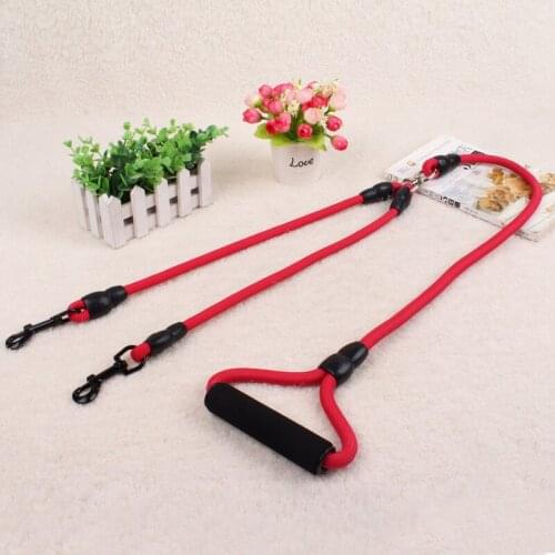 High Quality 145CM Nylon Dual Dogs Leash No-Tangle Double Dog Leashes Couple For Training Two Dogs For Small Medium Large Dogs