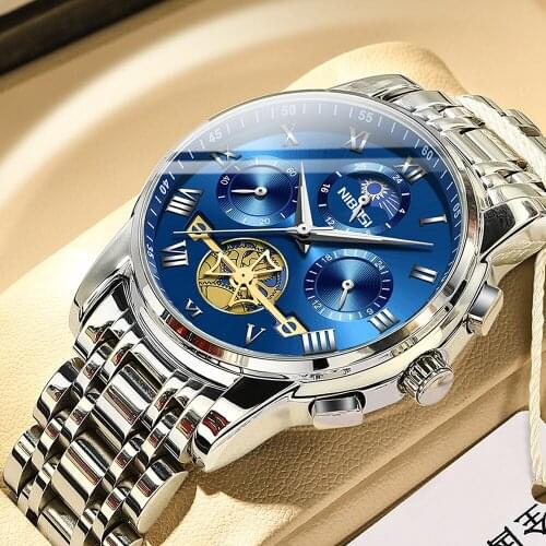 NIBOSI 2021 New Mens Watches Top Luxury Brand Chronograph Waterproof Sport Automatic Date Quartz Watch for Men Relogio Masculino