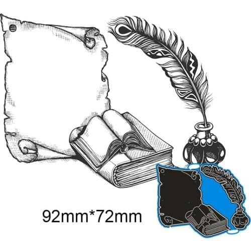 92*72mm Paper, ink and Feather pen new Metal Cutting Dies for card DIY Scrapbooking stencil Paper Craft Album template Dies