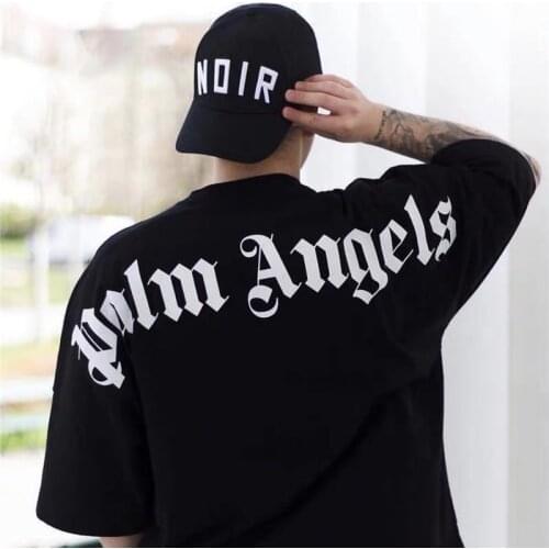 Palm Angels Sanskrit Back Letters Falling Shoulder Bat Sleeve Short Sleeve Men Women Couple Loose T-shirt PA-108