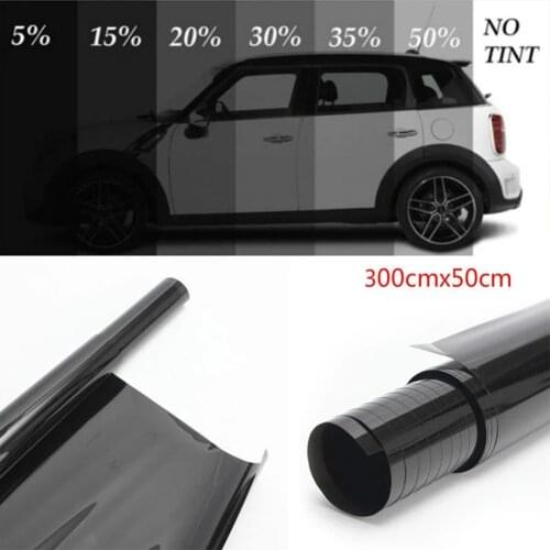 50*300cm Black Car Window Film Static Cling Privacy Sun Blocking Anti UV Window Tint Opaque Window Film for Car Bedroom Restroom