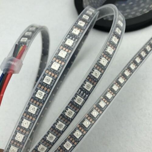GS8208(similar to WS2811 WS2813)DC12V addressable full color RGB 5050 LED strip;90leds/m;4m;waterproof in silicon tube;BLACK PCB