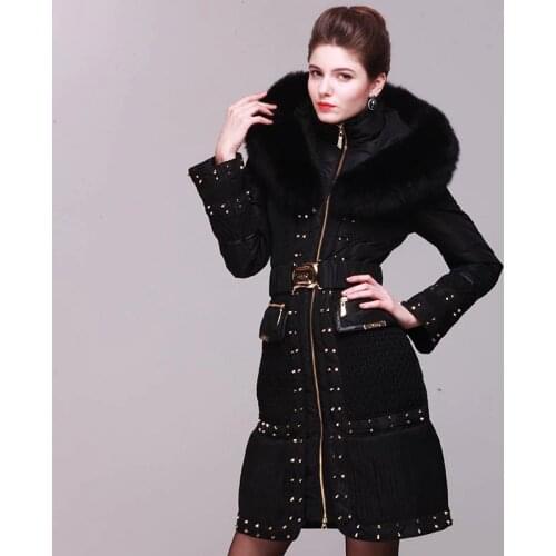 Royalcat New Down Jacket Brand 2021 Winter Jacket Women Down Parka Rivet Fox Fur Downs jackets Woman Outwear Overcoat down coats