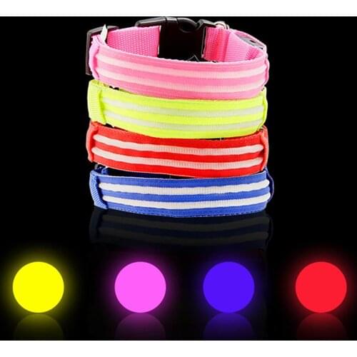 Adjustable USB Rechargeable Dual Fiber Shiny LED Pet Collar Cat Dog Neck Band