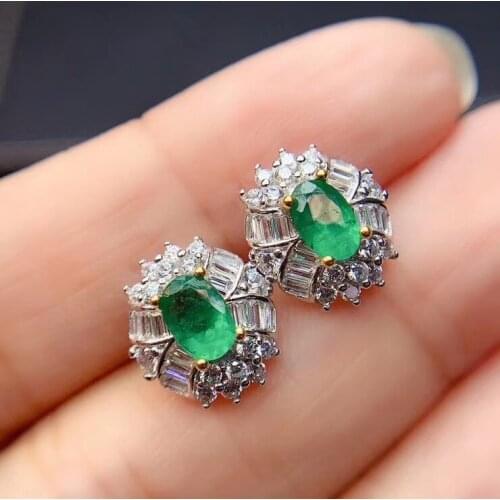 The Best Gift for Your loved Girl Emerald Earring Natural And Real 925 sterling silver Emerald Earring