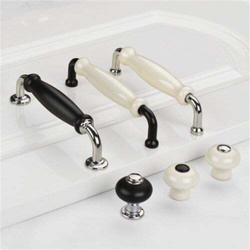 Mordern White Ceramic Cabinet Handles Zinc Alloy Drawer knobs Wardrobe Door Handle Simple American Furniture Hardware