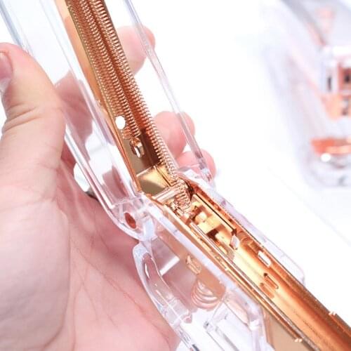 Hot Sale Rose Gold High-grade Transparent Plastic Stapler Office Study Binding Machine