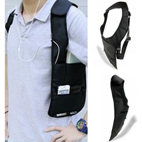 Unisex Travel Bag Anti-Theft Safety Underarm Holster Shoulder Bag Durable Nylon Storage Bag for Coin Key Pen Phone Black