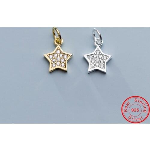 UQBing Gold /Silver Color CZ Stone Star Shape Charms Pendant Diy Jewelry Necklaces